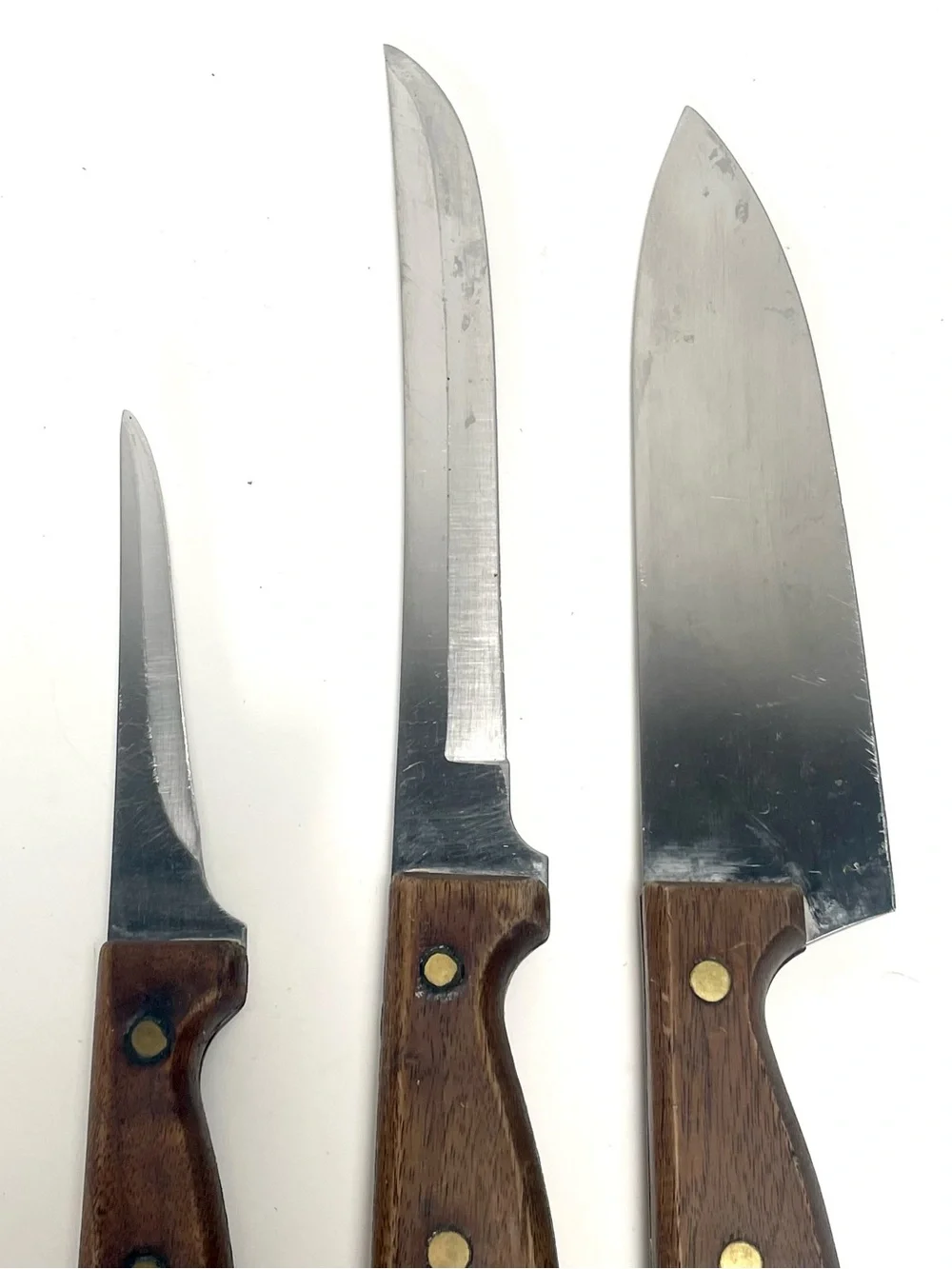 Vintage 1776 The All Americans Knife Set 3 Pc USA Chef Slicing Paring Walnut
